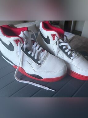 Nike Kids White Black & Red High-Top Sneakers